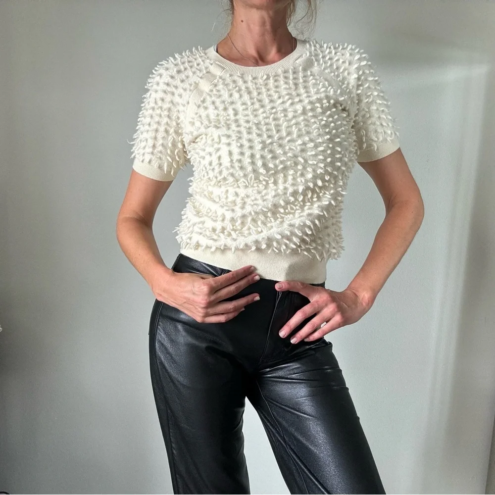 Anthropology Maeve Scottie Textured  wool Sweater Tee, size Small - Picture 12 of 12